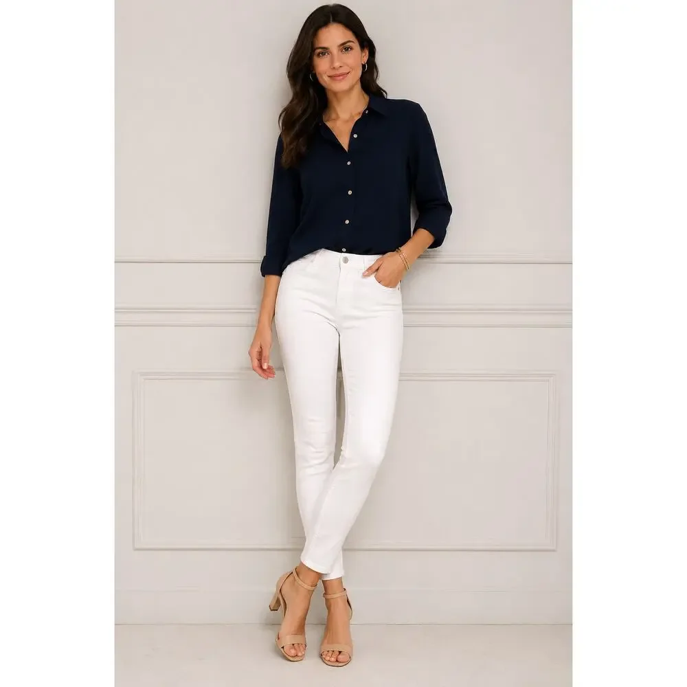 WHBM White Skinny Stretch Denim Jeans Petite Size 2 Short - Picture 1 of 11